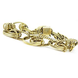 Vintage 14 Karat Yellow Gold Charm Bracelet. Signed 14K.