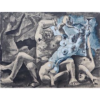After Pablo Picasso, Spanish (1881-1973) Lithograph, pochoir "Bacchanale".