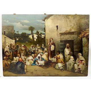 Follower of: Vasily (Wilhelm) Alexandrovich Kotarbinsky, Russian (1849 - 1921) Oil on board "Christ Preaching At Capernaum".