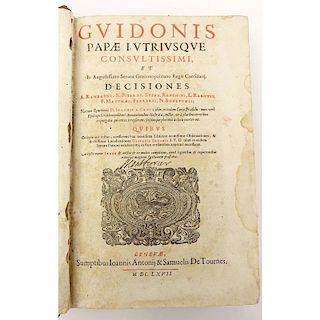 17th Century Book - Guy Pape "Decisiones", IN-4. Published 1667 -  Samuel De Tournes. Fair condition with wear commensurate w