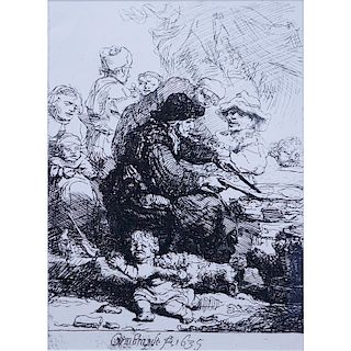 Homage to Rembrandt Van Rijn, Dutch (1606-1669) Framed print "The Pancake Woman".