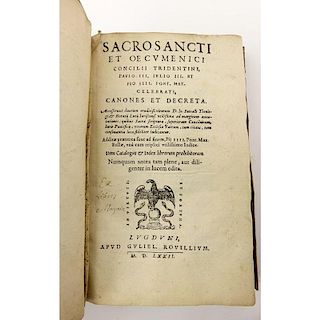 16th Century Book - "Concile de Trente" - Guillaume Rouille. IN-8. Published 1572.