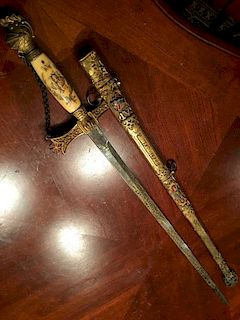 ANTIQUE KNIGHTS TEMPLAR SWORD with Scabbard. Marked