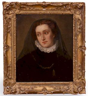 EUROPEAN SCHOOL: PORTRAIT OF A WOMAN WITH A WHITE COLLAR