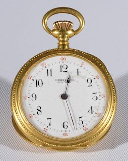 Tiffany & Co. 18 karat gold lapel watch with diamond mounted anchor on back, works marked Tiffany & Co. ny.no. 68490, monogra