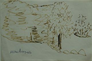 Milton Avery (1885-1965), felt tip pen on paper, "Trees", signed and dated: Milton Avery 1956, having Midtown Payson Gallerie