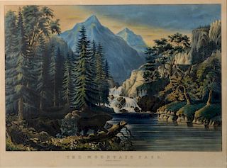 Currier & Ives,  "The Mountain Pass, Sierra Nevada"1867,  marked lower left: F