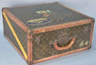 Louis Vuitton suitcase with interior tray, two labels inside marked: bought from Arthur Gilmore, N.Y. and Louis Vuitton 81163