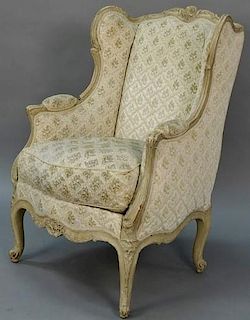 Louis XV bergere having carved frame painted off white, probably 18th - 19th century