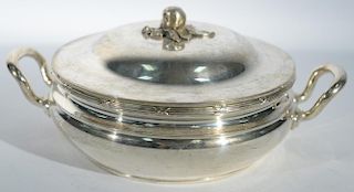 Continental silver covered dish with handles