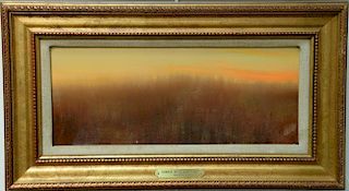George D. Smith (American, b. 1944), oil on panel, "Sunset in Yellowstone", signed lower left: George D. Smith, titled on ver