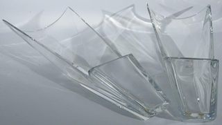 Pair of Baccarat "Diva" crystal vases designed by Nicolas Triboulot, horizontal designed to display floral arrangements