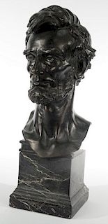 Adolph Alexander Weinman (1870-1952), bronze, "Abraham Lincoln", signed on right side of bust: A.A. Weinman Fecit, inscribed