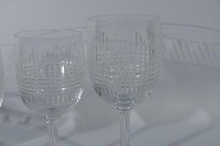 Baccarat "Nancy" crystal large set of glasses in four sizes to include eleven red wine, twelve white wines, twelve dessert wi