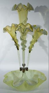 Art glass epergne. ht. 19in. Provenance: Property from the Estate of Frank Perrotti Jr. of Hamden, Connecticut