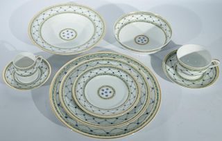 Raynaud Limoges 202 total piece porcelain dinnerware set "L'ALLEE DU ROY" pattern, marked: A