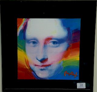 Peter Max (1937), acrylic over colored print, Untitled Mona Lisa portrait, signed lower right: Max, size 11" x 11"