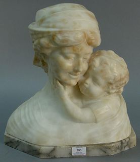 Large carved marble bust of a mother and child. ht. 16in. Provenance: Property from the Estate of Frank Perrotti Jr. of Hamde