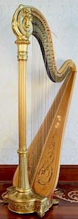 Lyon and Healy concert harp, gilt and satinwood, #2088, ht
