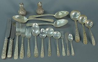 S. Kirk & Sons sterling silver repousse flatware set, 146 total piece set