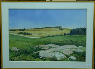 Hannah Ferenbach (American, 1915-2001), watercolor on paper, "Maine Meadow", matted and framed, sight size 26" x 38" Provenan