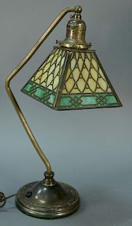 Panel shade desk lamp attributed to Bradley & Hubbard. ht. 16 1/2in. Provenance: Property from the Estate of Frank Perrotti J