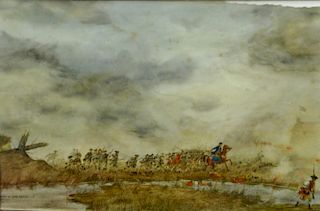 Don Troiani (b. 1949), watercolor on paper "Battle of Long Island", signed lower left: Battle of Long Island, D. Troiani, she