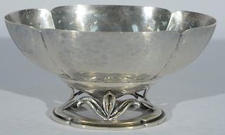 Cellini Craft hand wrought silver dish on reticulated footed base. ht. 2 3/4in., lg. 5 1/2in., 6.6 troy ounces