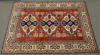 Caucasian style area rug. 7'5" x 10' Provenance: Property from the Estate of Arthur C. Pinto MD