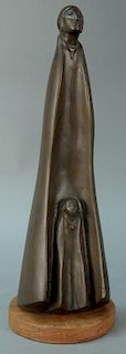 Allan Capron Houser (1914-1994) bronze Mother's Shelter, inscribed on verso: Allan Houser 12/15 Foundry Mark, begin sold with