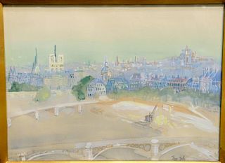 Jean Dufy (1888-1964)  watercolor gouache on paper  "View of Paris"  signed lower right Jean Dufy  having Catalda Fine Arts..