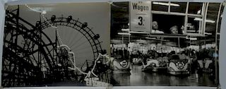Franz Hubmann (1914-2007), pair of vintage silver print photographs, Ferris Wheel at Carnival and Watching Bumper Cars at Car