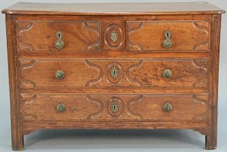 Louis XV commode having two short drawers over two long drawers, all set on plain feet (some restoration). ht. 33in., wd. 48i