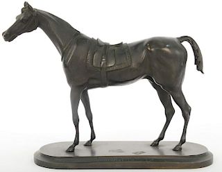 Bronze sculpture of a horse on base, marked: Gladiateur