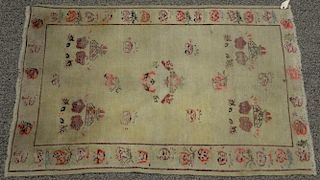 Oriental throw rug (overall wear, one end short). 3'5" x 5'
