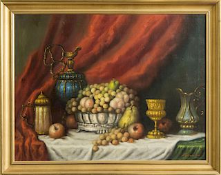 EUROPEAN SCHOOL: STILL LIFE WITH EWER AND FRUIT BOWL