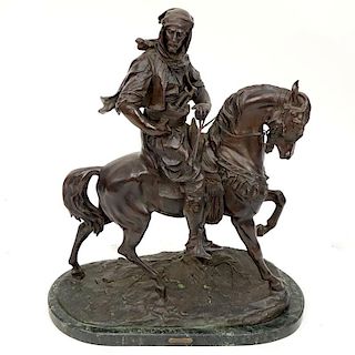 After: Antoine-Louis Barye (French, 1795-1875) Arab On Horseback.