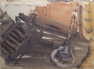 William G. Congdon (1912-1998) Italian Modern painting "Piazza Pantheon"