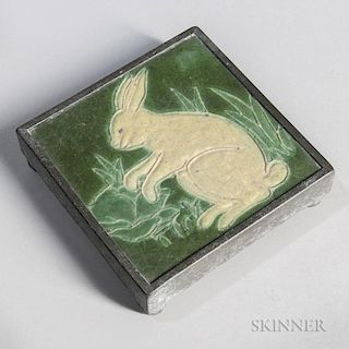 Rabbit Tile Attributed to Grueby Pottery