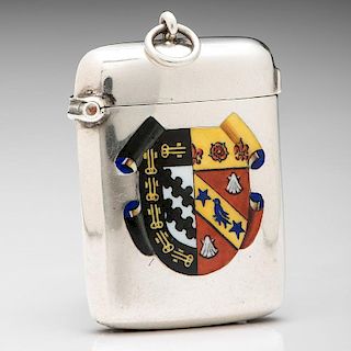 S. Blanckensee & Sons Ltd. Sterling Match Safe with Enameled Armorial