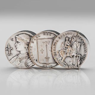 Silverplated Match Safe Featuring Joan of Arc Coins
