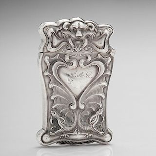 Sterling Match Safe with Lion and Dragon Decoration