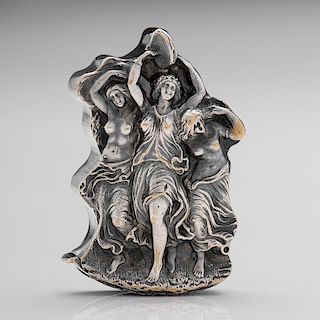 Silverplate Figural Match Safe of The Three Graces