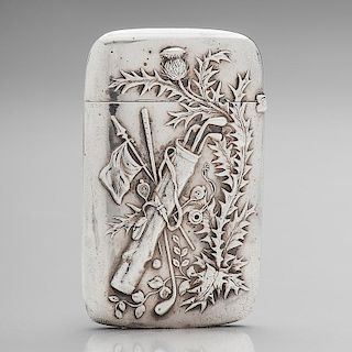 Gorham Sterling Match Safe with Thistle and Golf Clubs Motif
