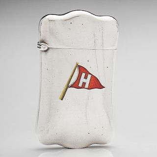 Carter, Howe & Co. Sterling Match Safe with Harvard Flag