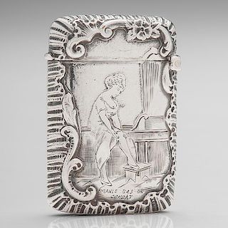 French .900 Silver Erotic Match Safe