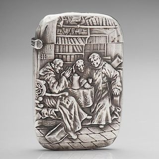 Sterling Match Safe with Drinking Monks