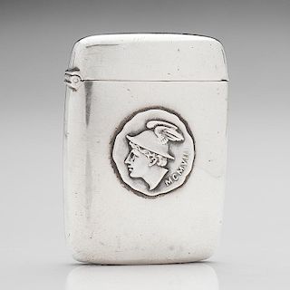 Stoll Sterling Match Safe with Mercury Decoration