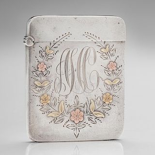Sterling Match Safe with Gold and Rose Flowers