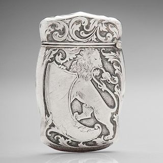 Sterling Silver Match Safe with Lion and Shield